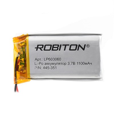 Аккумулятор ROBITON 3.7V 1100мА LP603060 Li-Po с защитой
